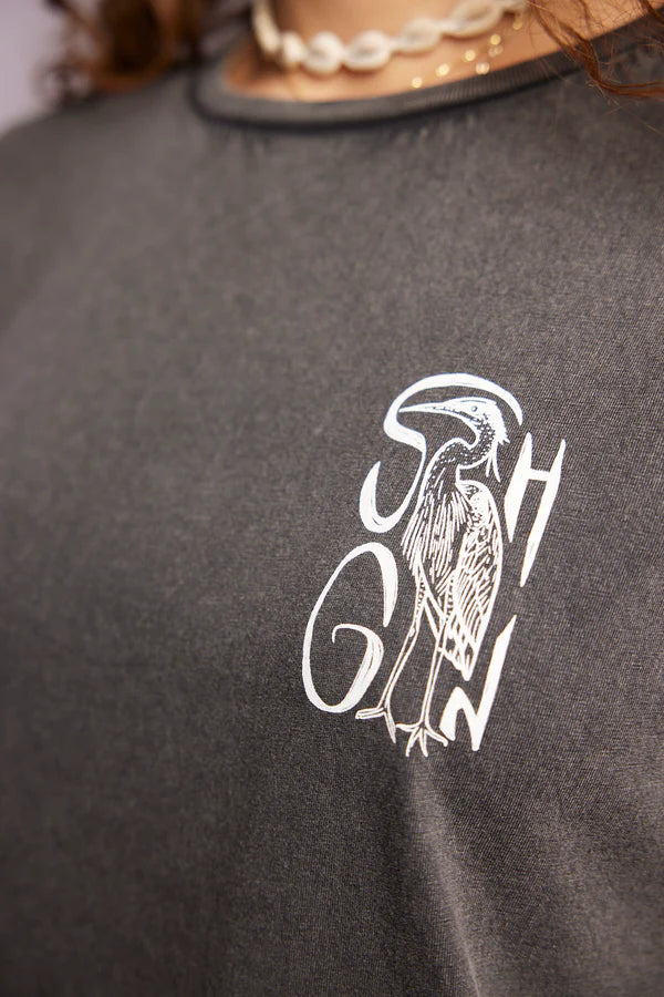 T-Shirt Sir Fish a Lot Black Washed Women