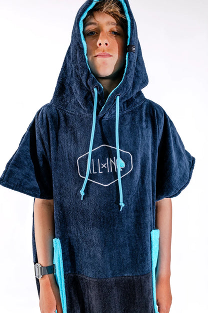 All-In J Crew V Junior Poncho Blue/Surf