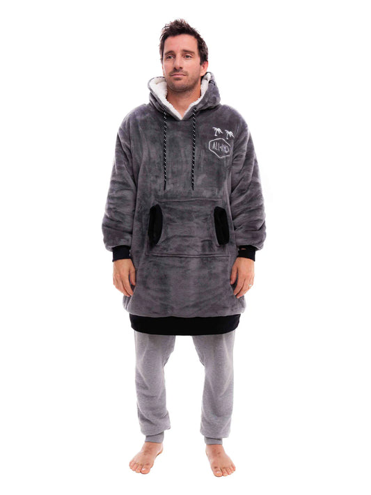 Plaid Poncho Charcoal