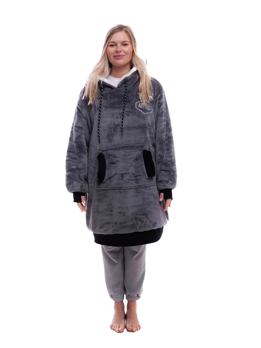 Plaid Poncho Charcoal