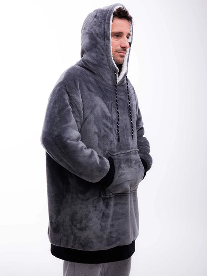 Plaid Poncho Charcoal