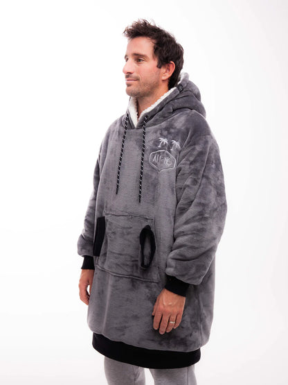 Plaid Poncho Charcoal