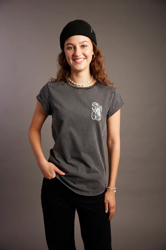 T-Shirt Sir Fish a Lot Black Washed Women
