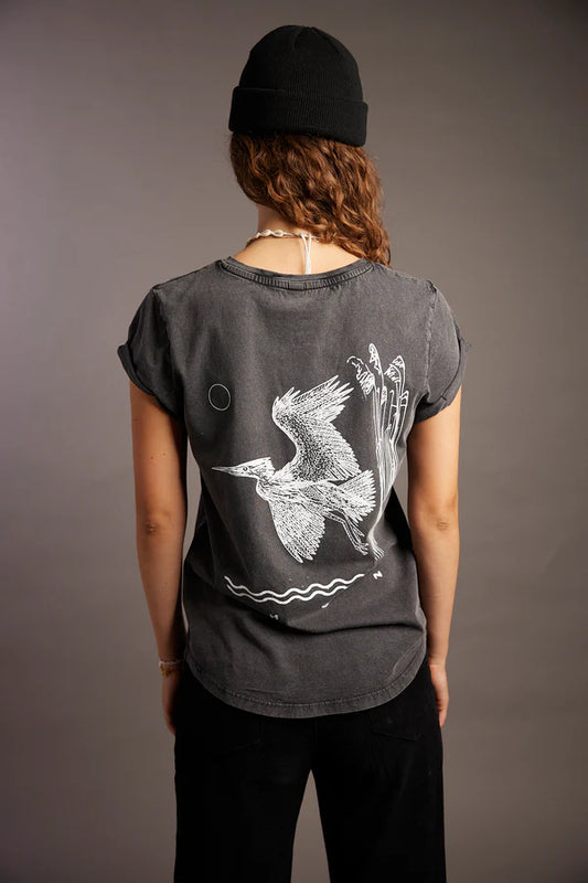 T-Shirt Sir Fish a Lot Black Washed Women